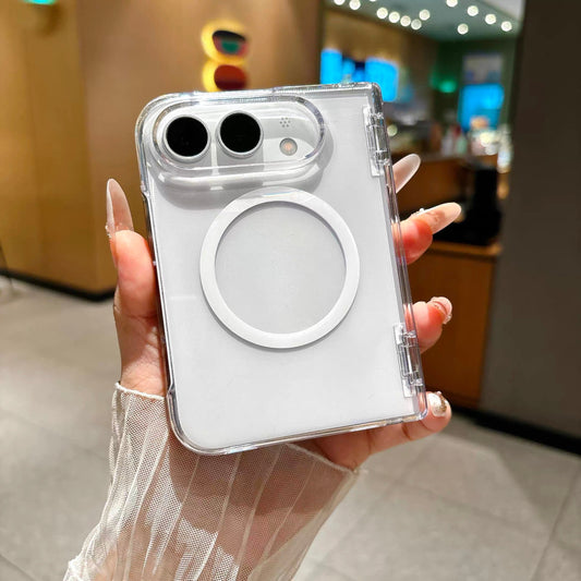 Minimalist solid-color transparent magnetic case for foldable phones
