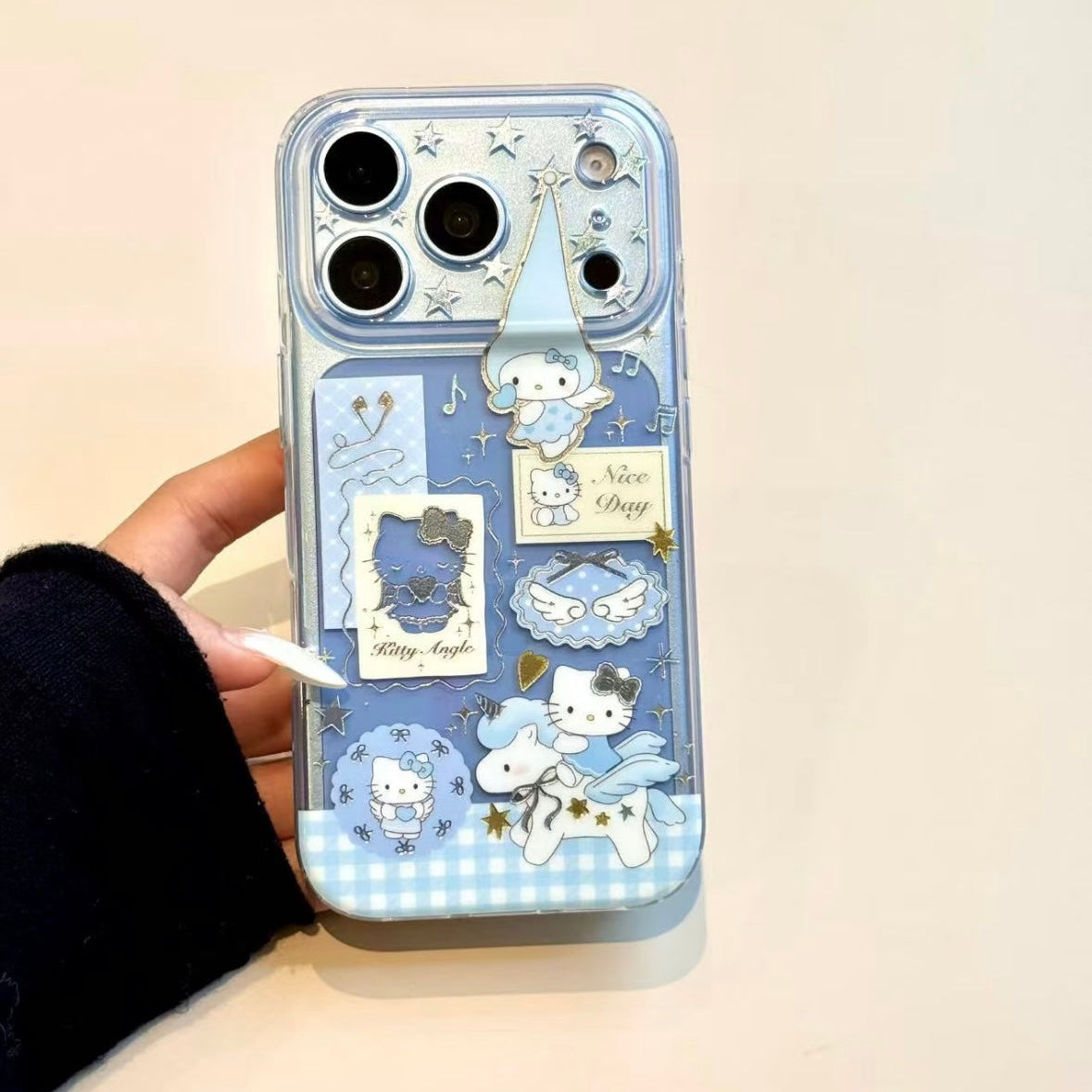 Blue Plaid Long-Eared Winged Pony & Cat Phone Case
