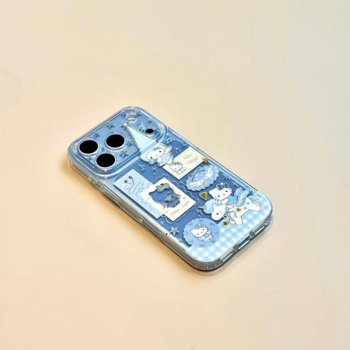 Blue Plaid Long-Eared Winged Pony & Cat Phone Case