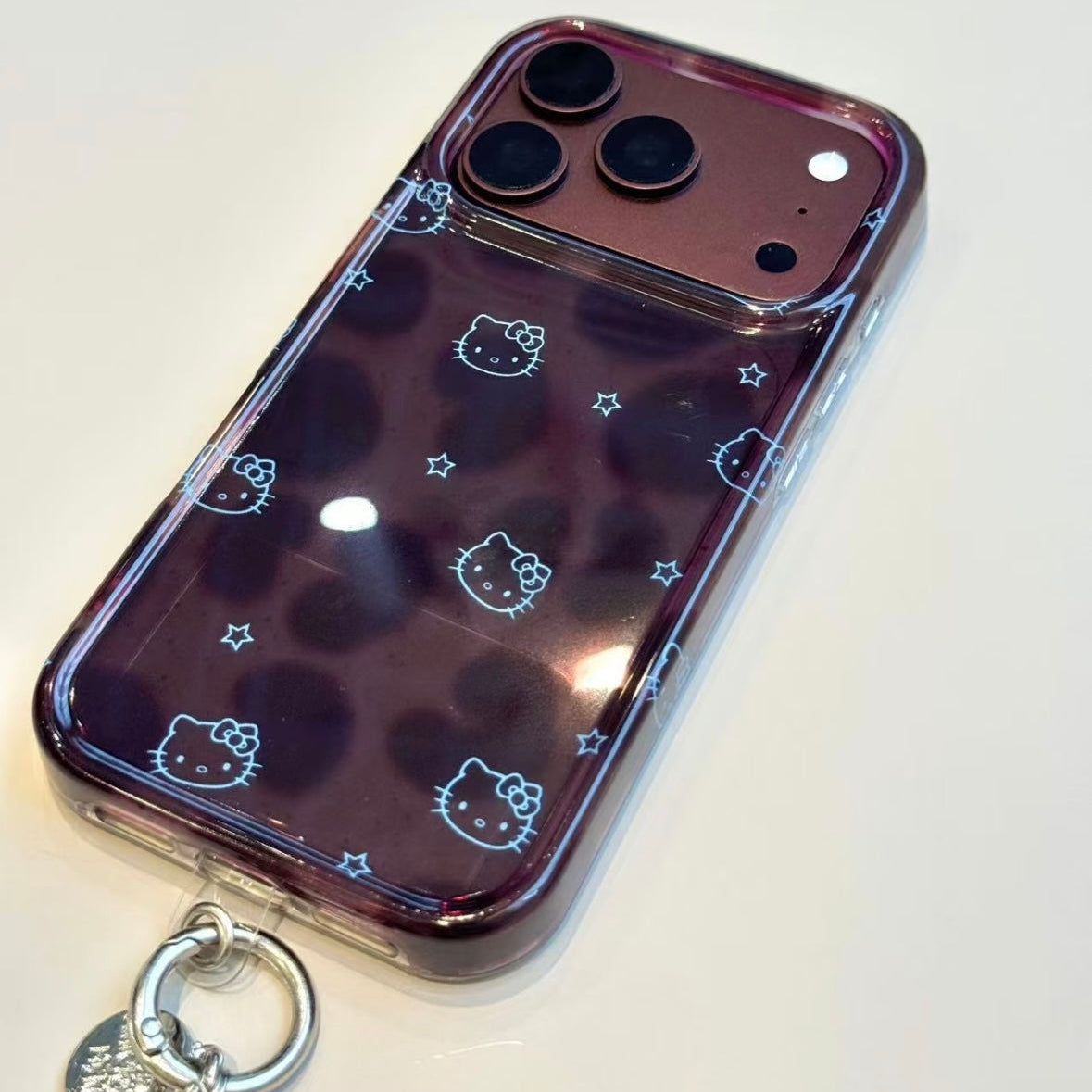 Leopard-print cat-head phone case