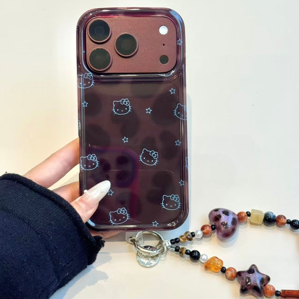 Leopard-print cat-head phone case