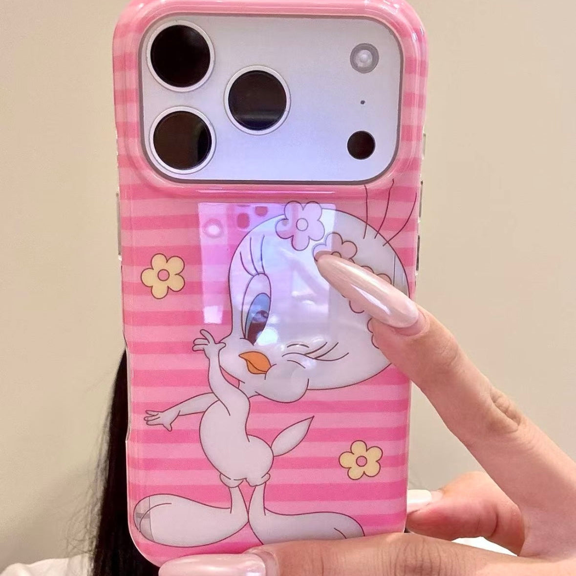 Cut-out floral Snoopy hugging Woodstock phone case