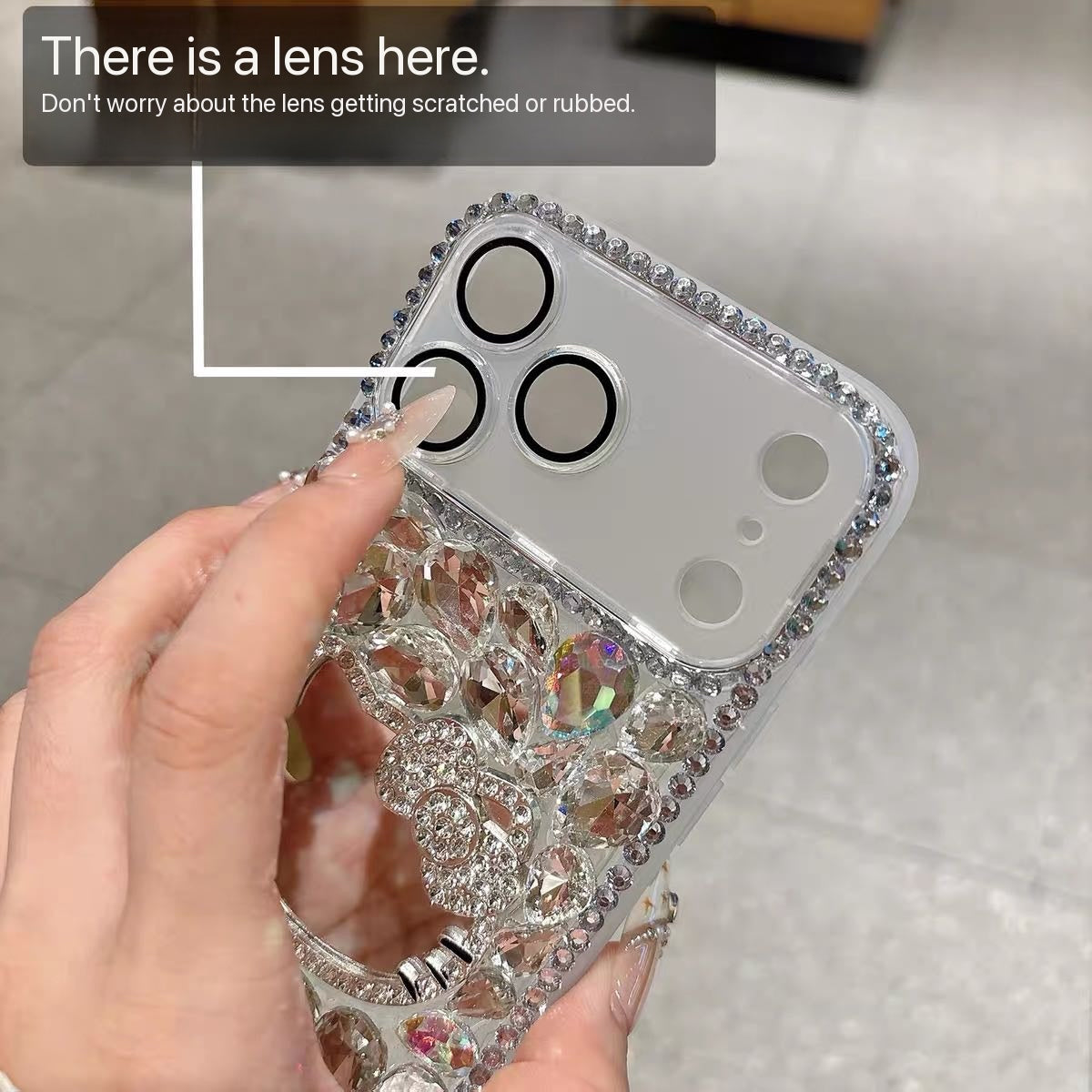 Full-rhinestone Hello Kitty mirror bracelet phone case