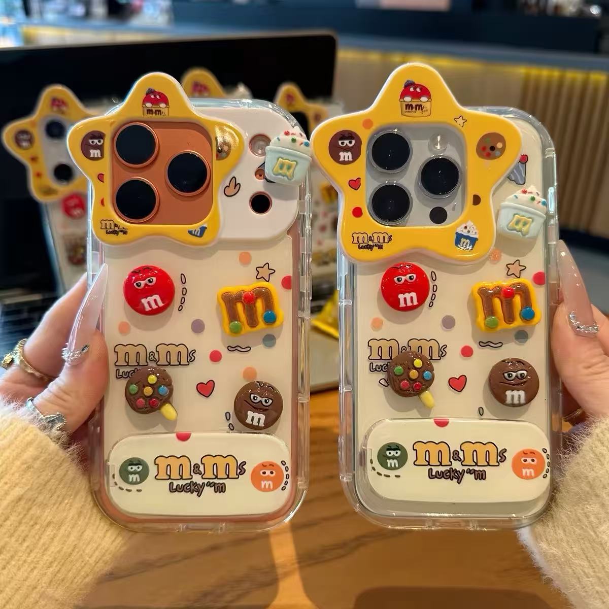 Fun M&M's Star-Lens Mirror Stand Phone Case