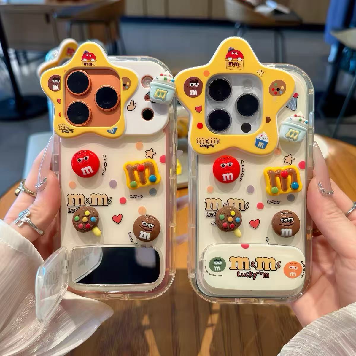 Fun M&M's Star-Lens Mirror Stand Phone Case