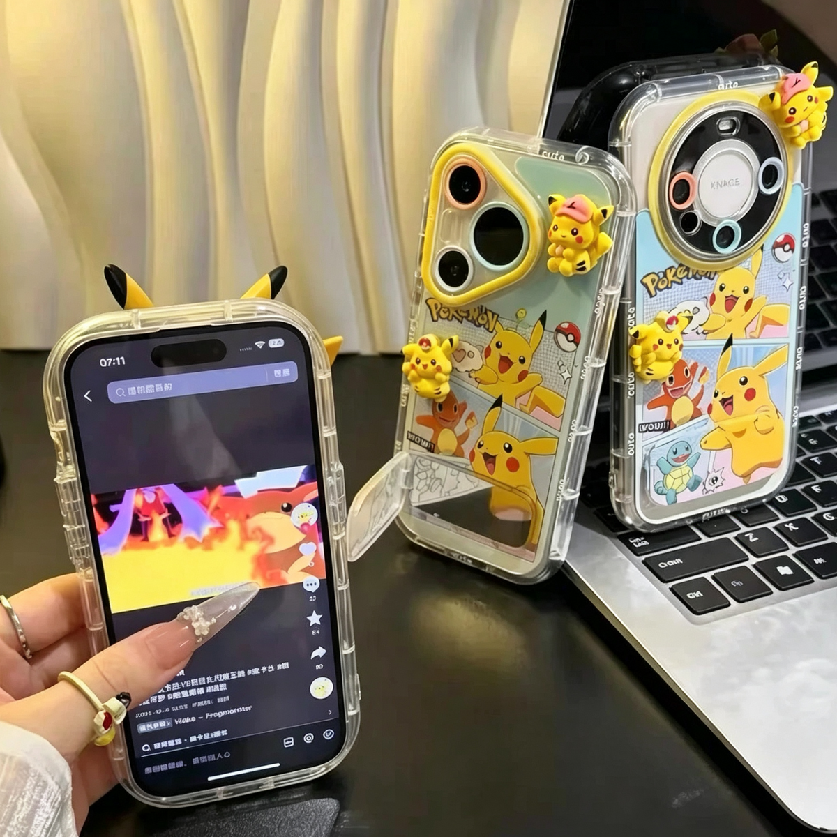 3D Pikachu Phone Case with Kickstand