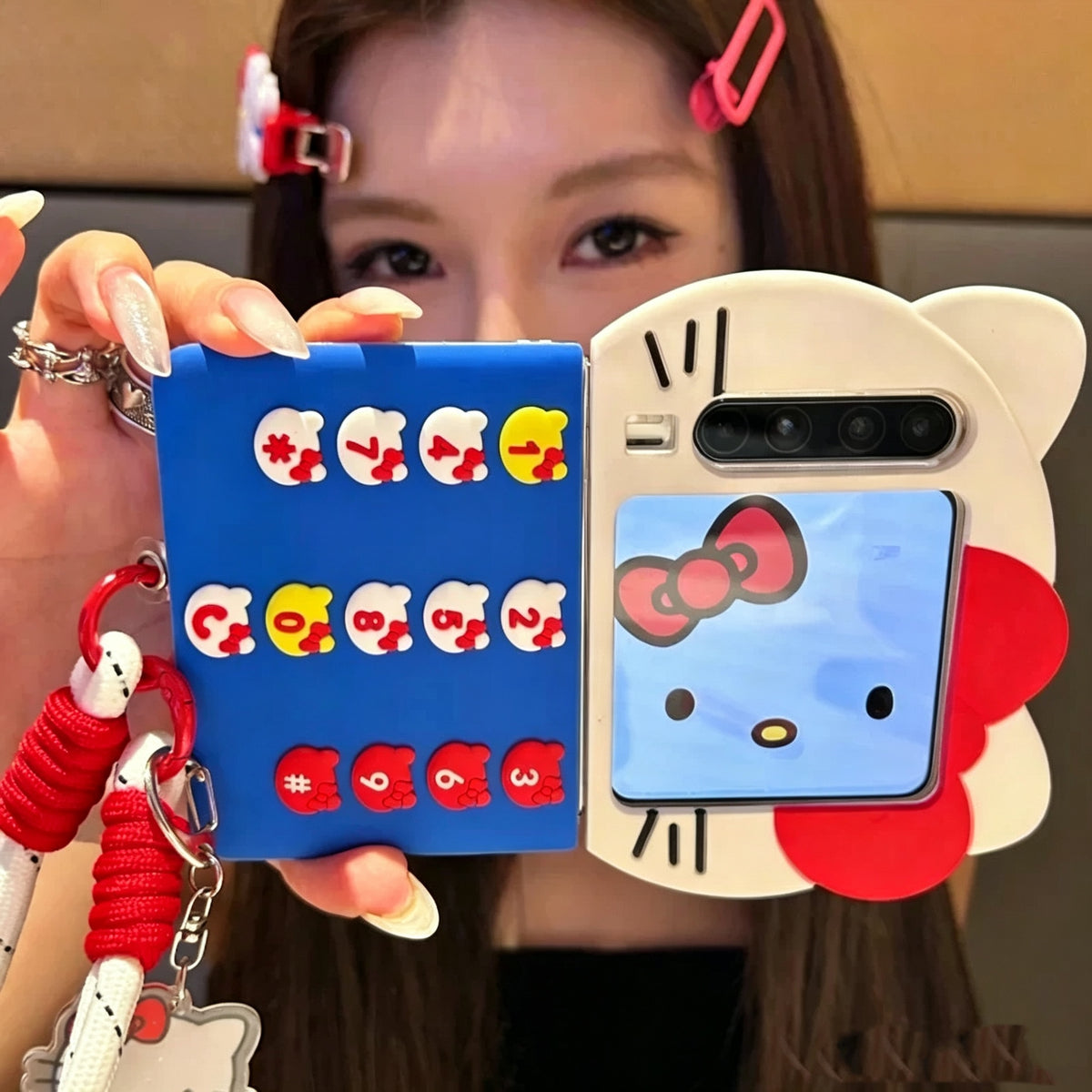 Cute 3D Big-Head Cat Phone Case for Foldable Phones