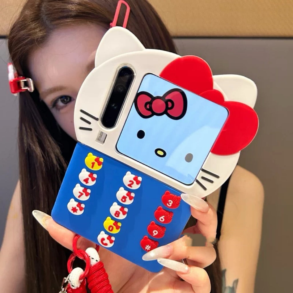 Cute 3D Big-Head Cat Phone Case for Foldable Phones