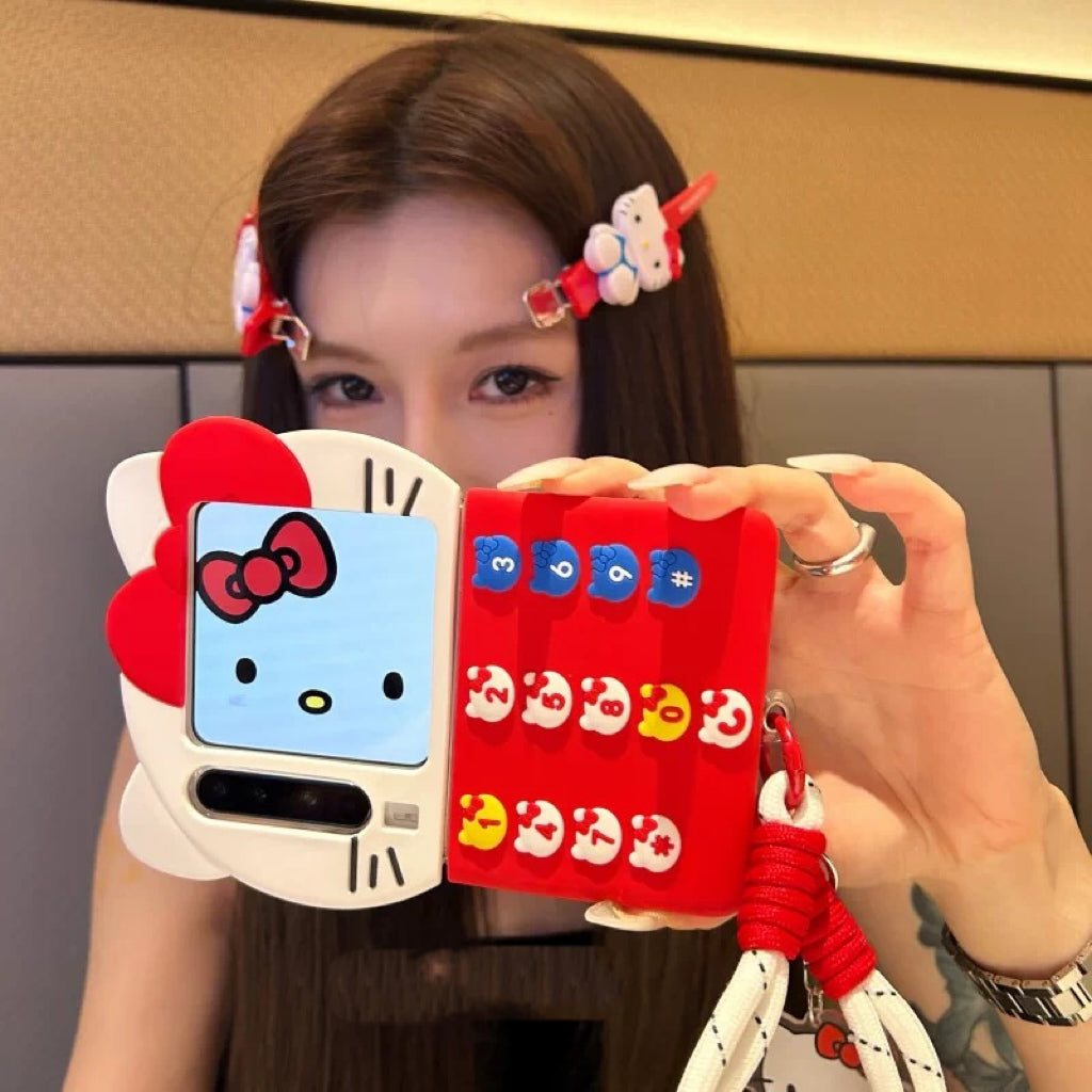 Cute 3D Big-Head Cat Phone Case for Foldable Phones