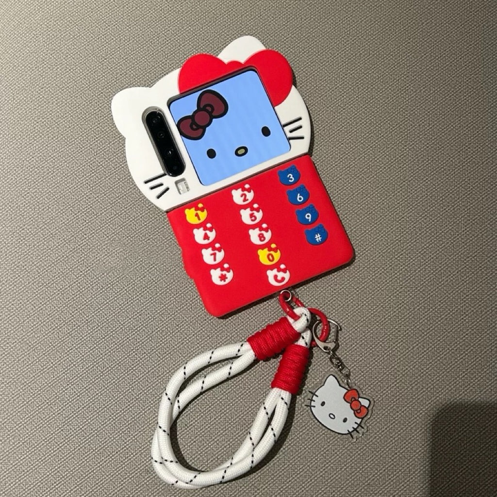 Cute 3D Big-Head Cat Phone Case for Foldable Phones