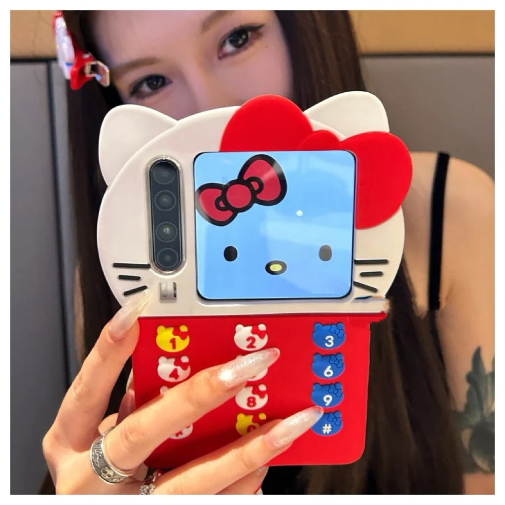Cute 3D Big-Head Cat Phone Case for Foldable Phones