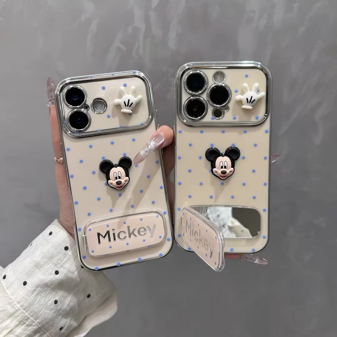 Polka-dot Mickey mirror stand phone case-1