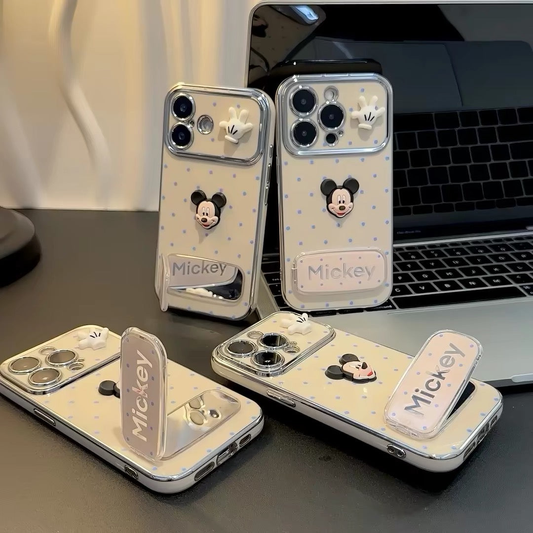 Polka-dot Mickey mirror stand phone case-1