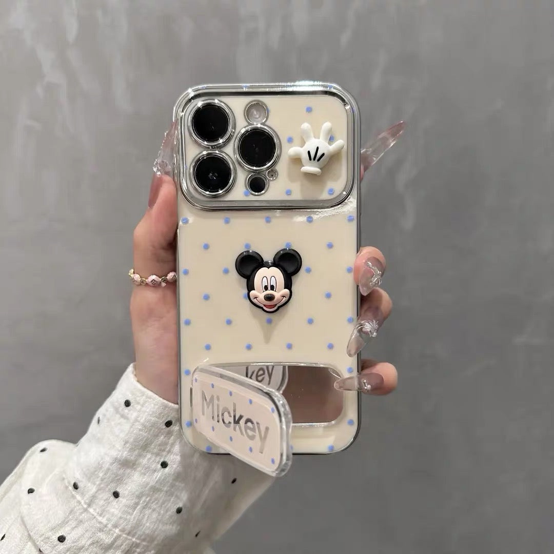 Polka-dot Mickey mirror stand phone case-1