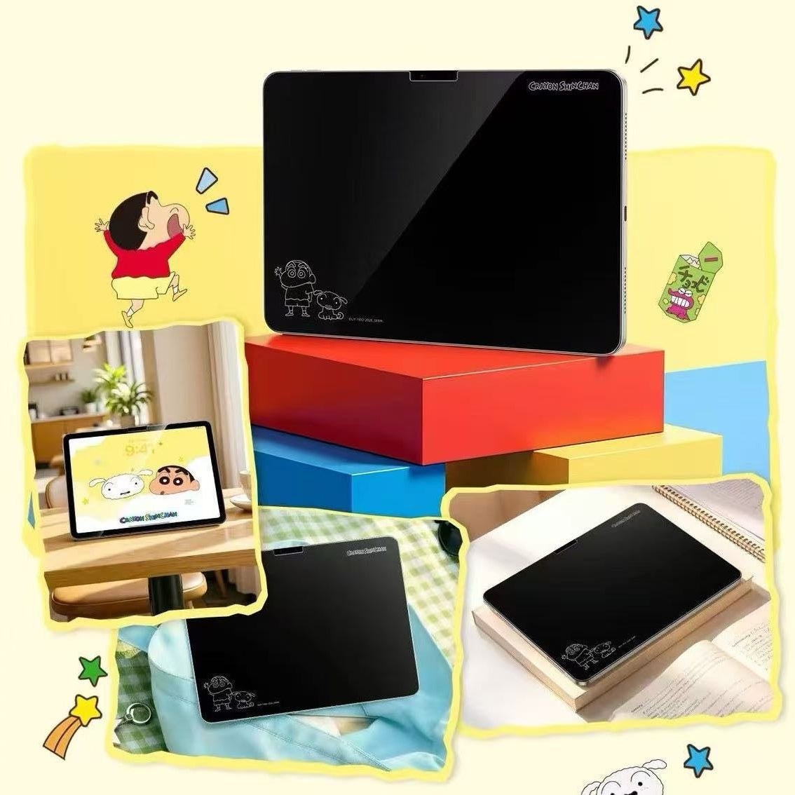 Crayon Shin-chan iPad Case and Tempered Glass Screen ProtectorStyle: Cute Popular Element: Crayon Shin-chan