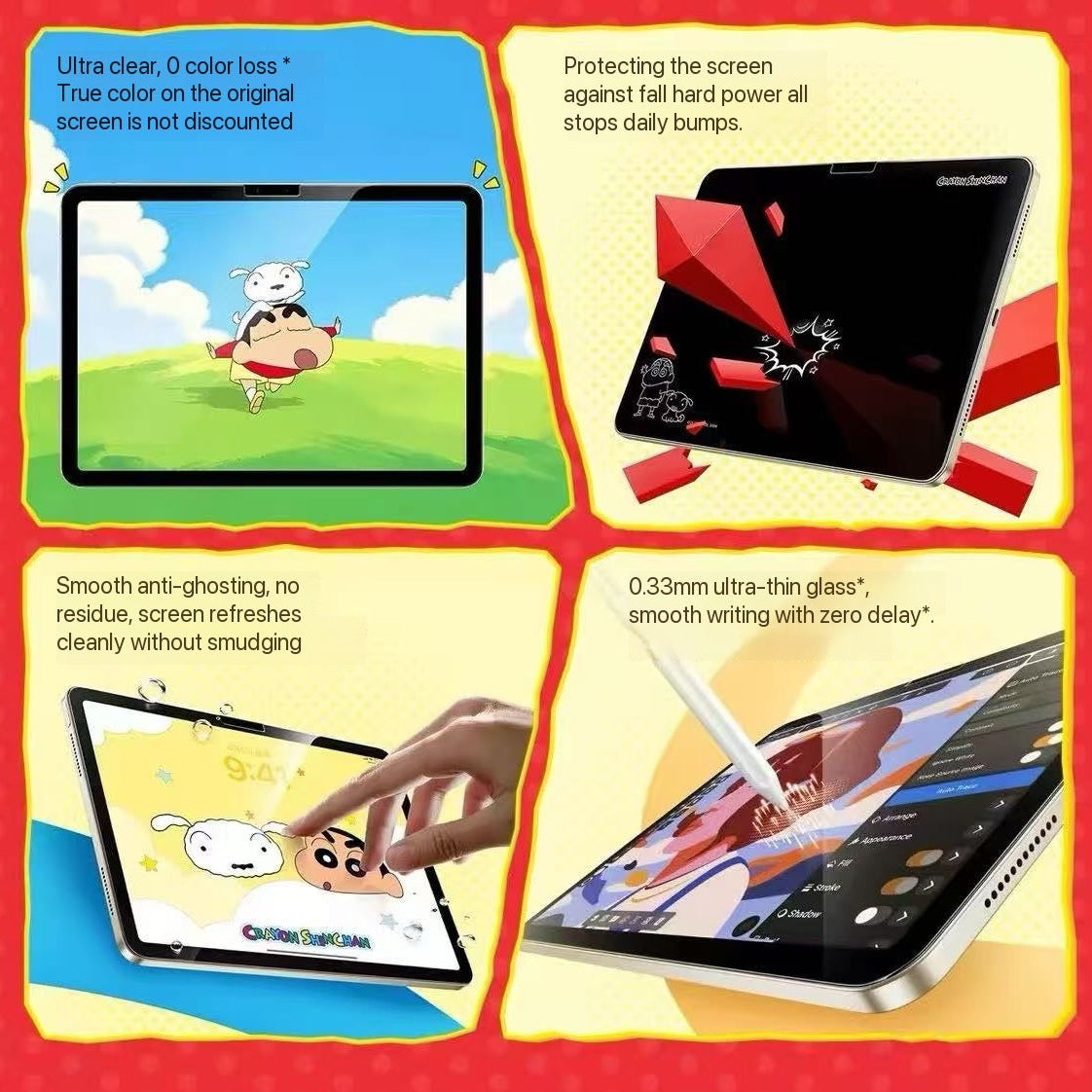 Crayon Shin-chan iPad Case and Tempered Glass Screen ProtectorStyle: Cute Popular Element: Crayon Shin-chan