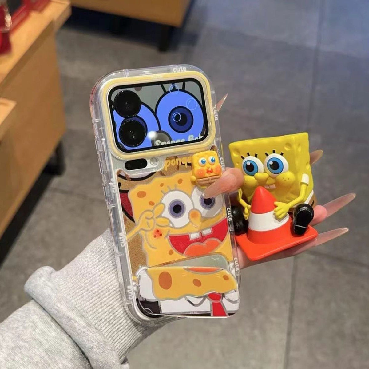 Happy Patrick Star & SpongeBob Mirror Stand Phone Case
