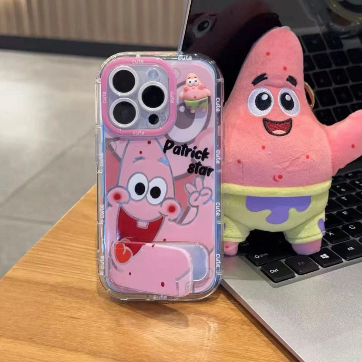 Happy Patrick Star & SpongeBob Mirror Stand Phone Case