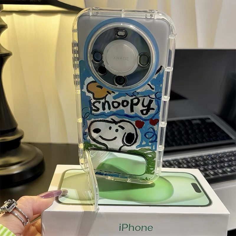 Cartoon Snoopy Phone Case with Mirror Stand