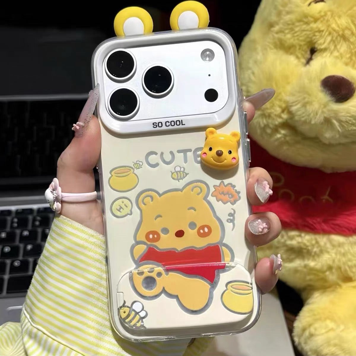 Couple's Phone Case with Mirror Stand (Winnie the Pooh & Lotso)