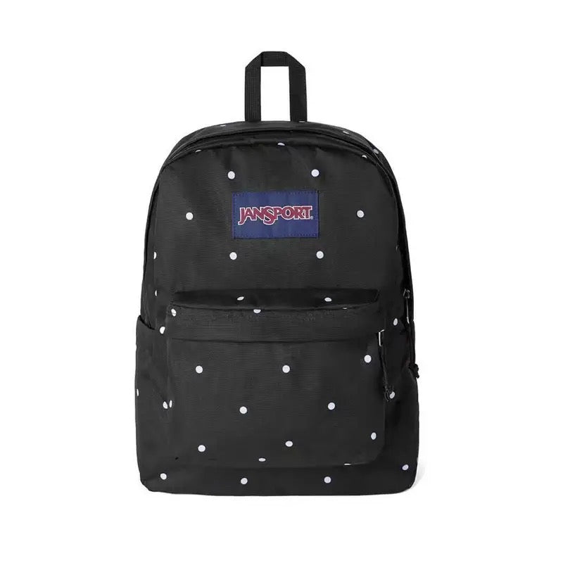 Versatile polka-dot backpack—a spacious schoolbag and laptop pack.