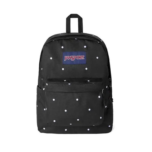 Versatile polka-dot backpack—a spacious schoolbag and laptop pack.