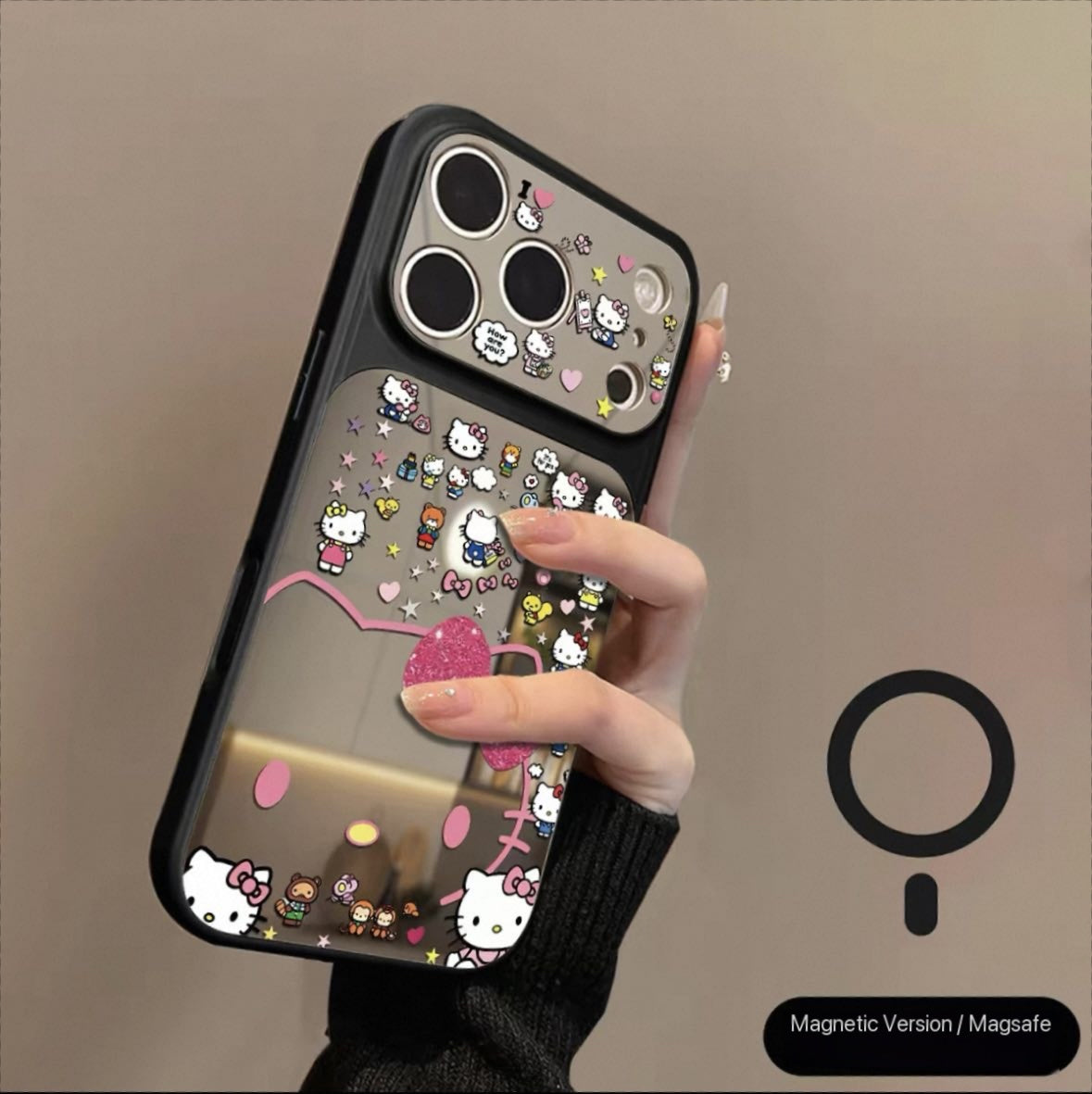 New Premium Mirrored Magnetic Hello Kitty Phone Case