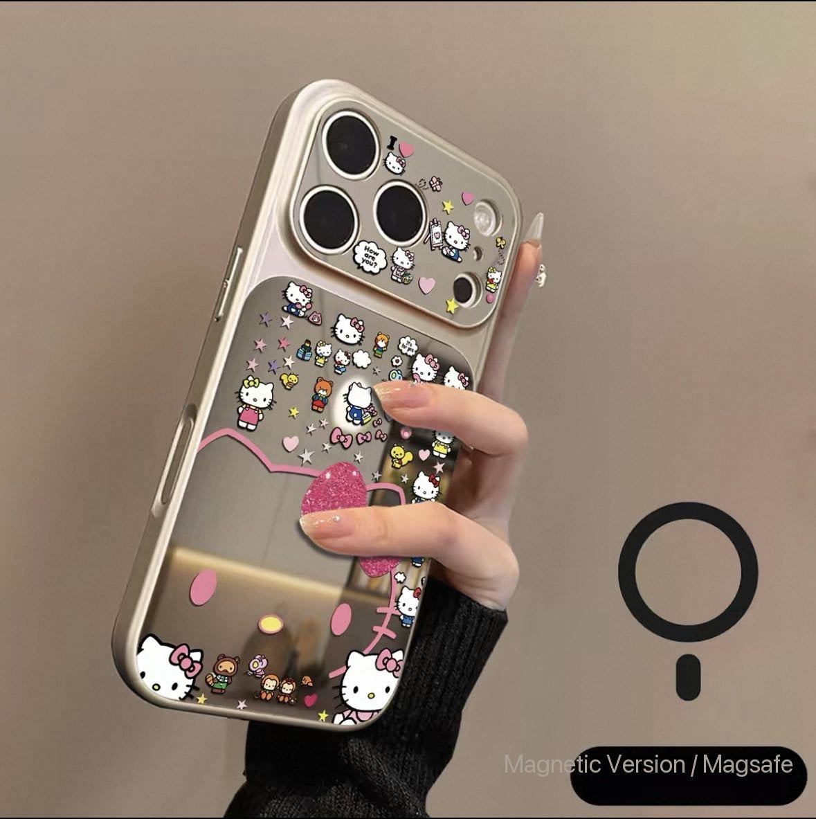 New Premium Mirrored Magnetic Hello Kitty Phone Case