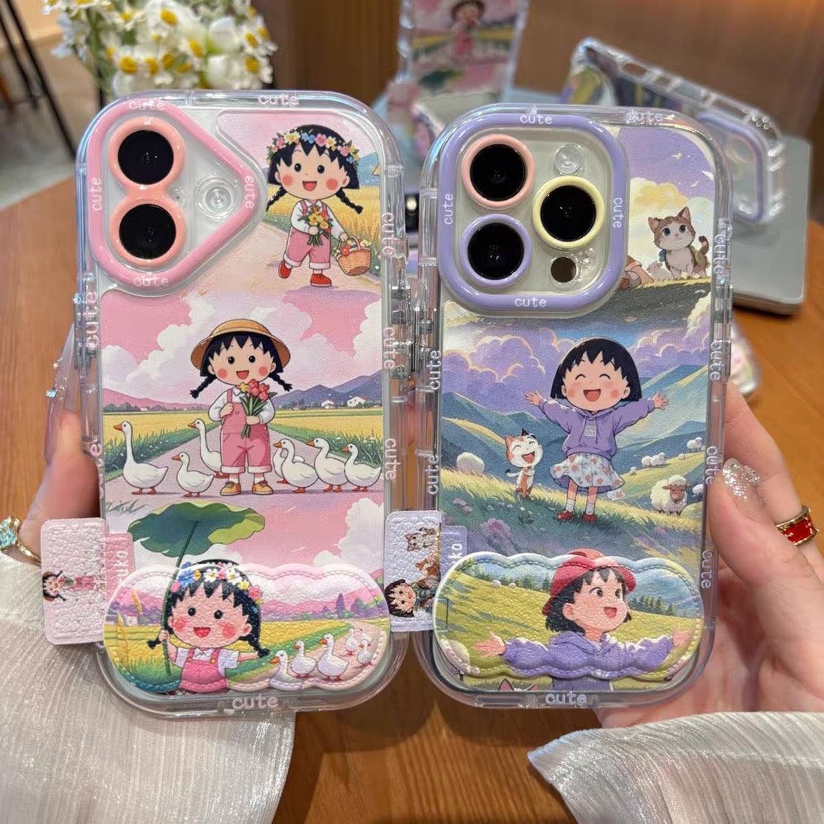 Chibi Maruko-chan Mirror Stand Phone Case