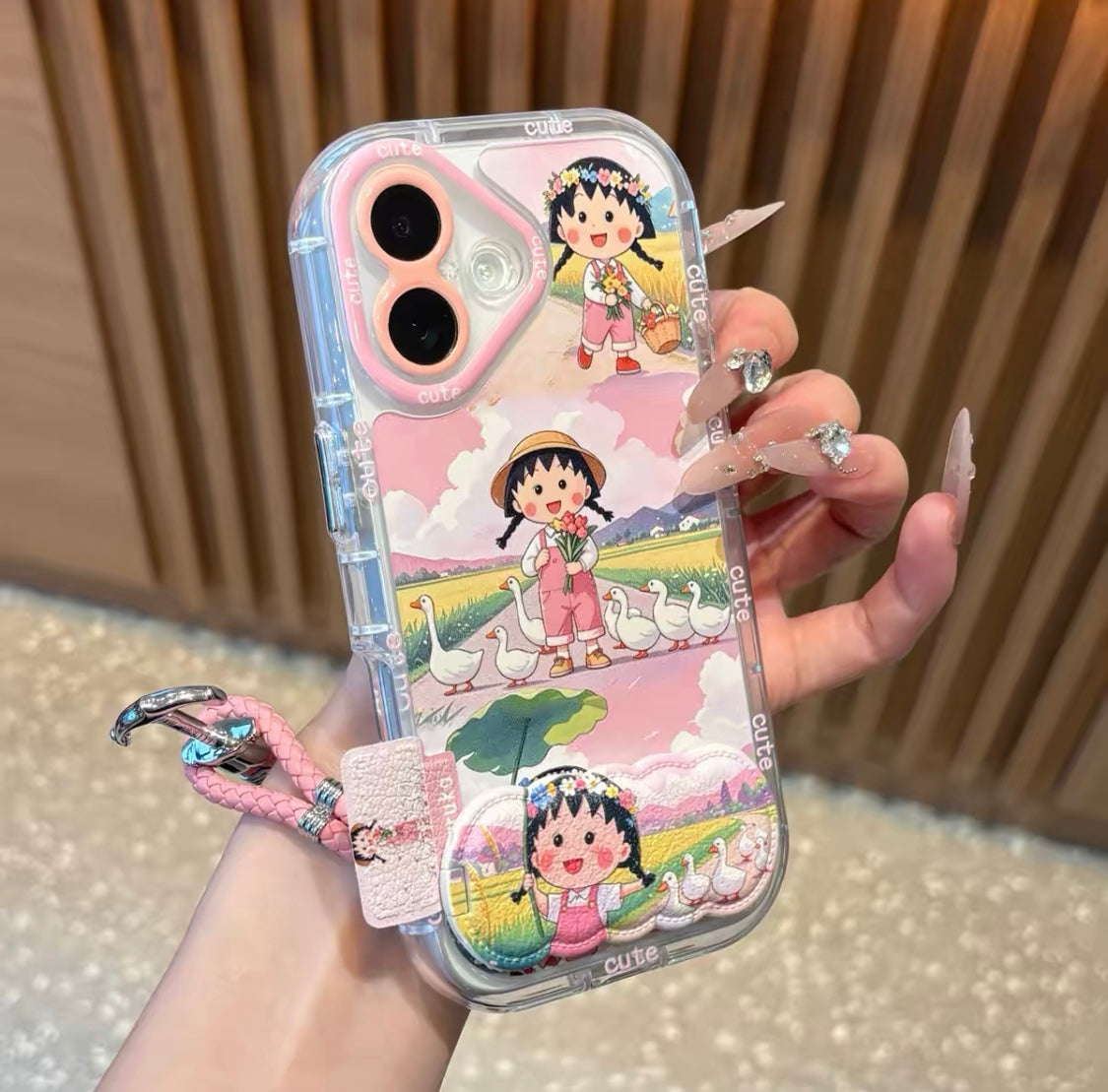 Chibi Maruko-chan Mirror Stand Phone Case