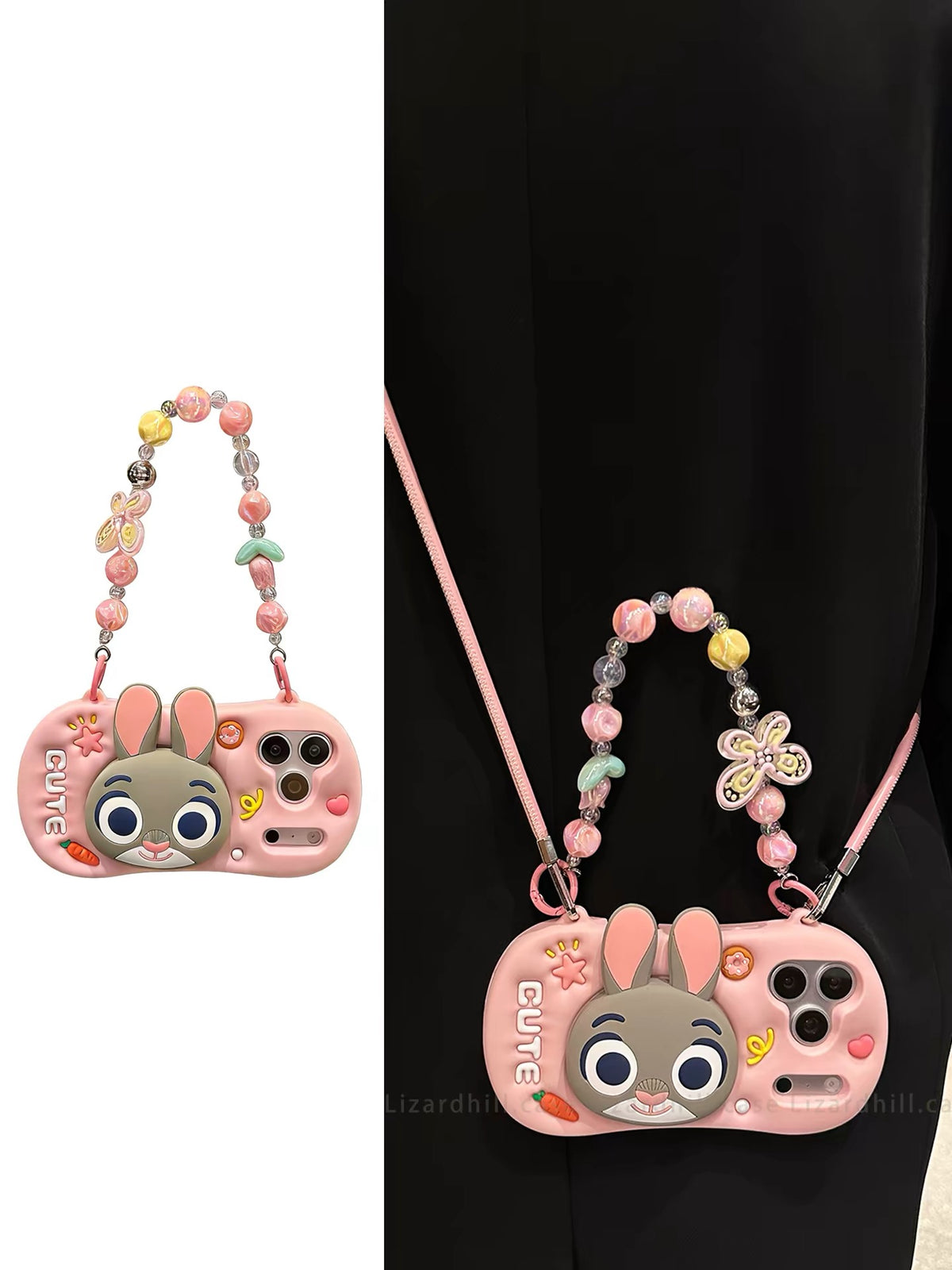 Cute Judy Phone Case with Wrist Strap, Crossbody Lanyard, and Retractable Stand