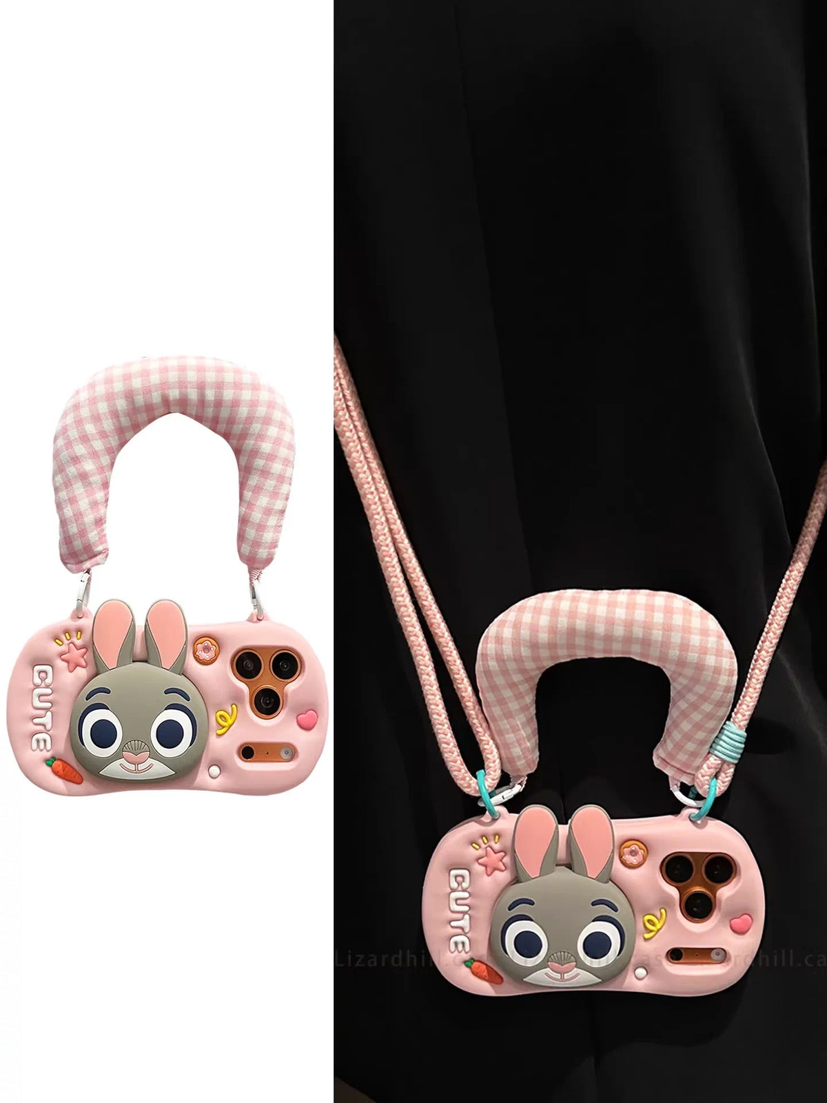 Cute Judy Phone Case with Wrist Strap, Crossbody Lanyard, and Retractable Stand