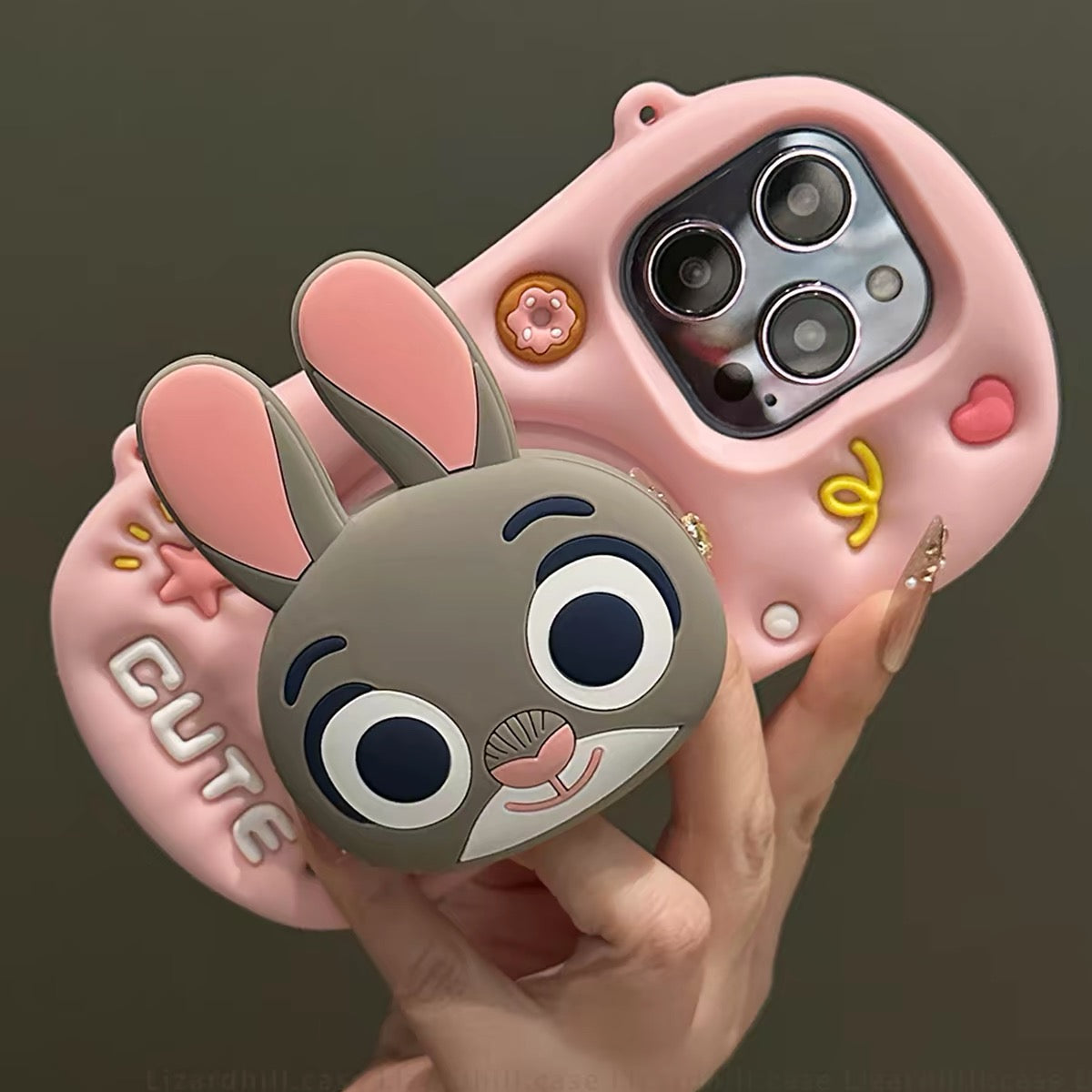 Cute Judy Phone Case with Wrist Strap, Crossbody Lanyard, and Retractable Stand