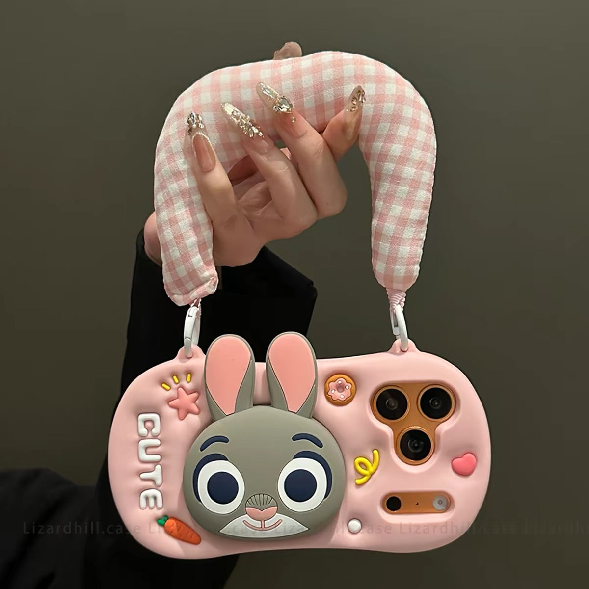 Cute Judy Phone Case with Wrist Strap, Crossbody Lanyard, and Retractable Stand
