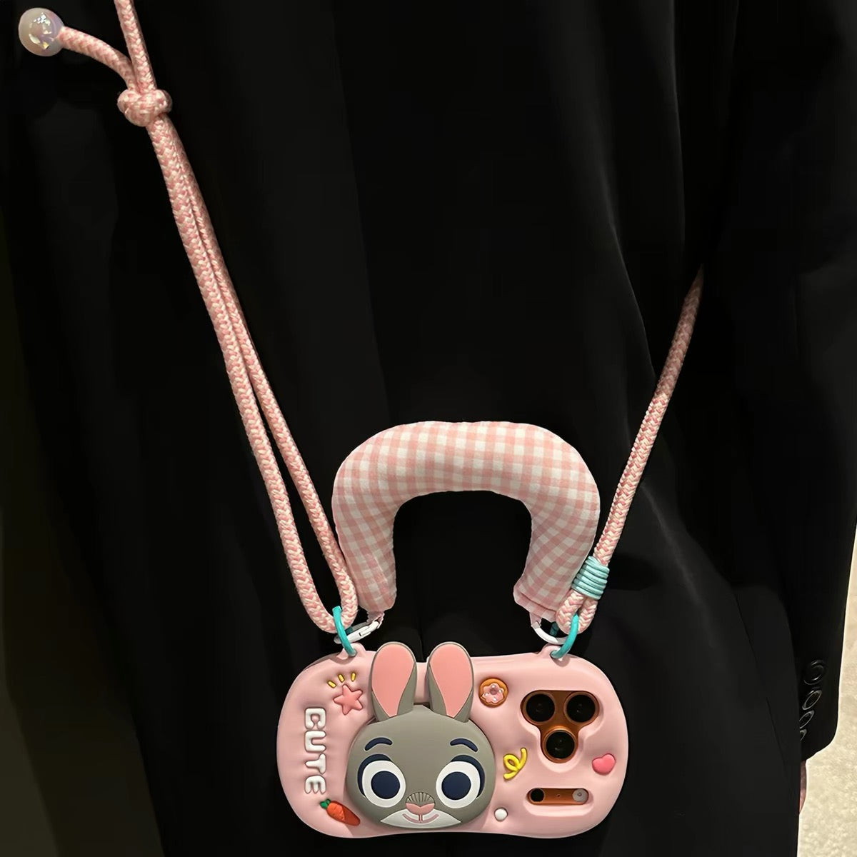Cute Judy Phone Case with Wrist Strap, Crossbody Lanyard, and Retractable Stand