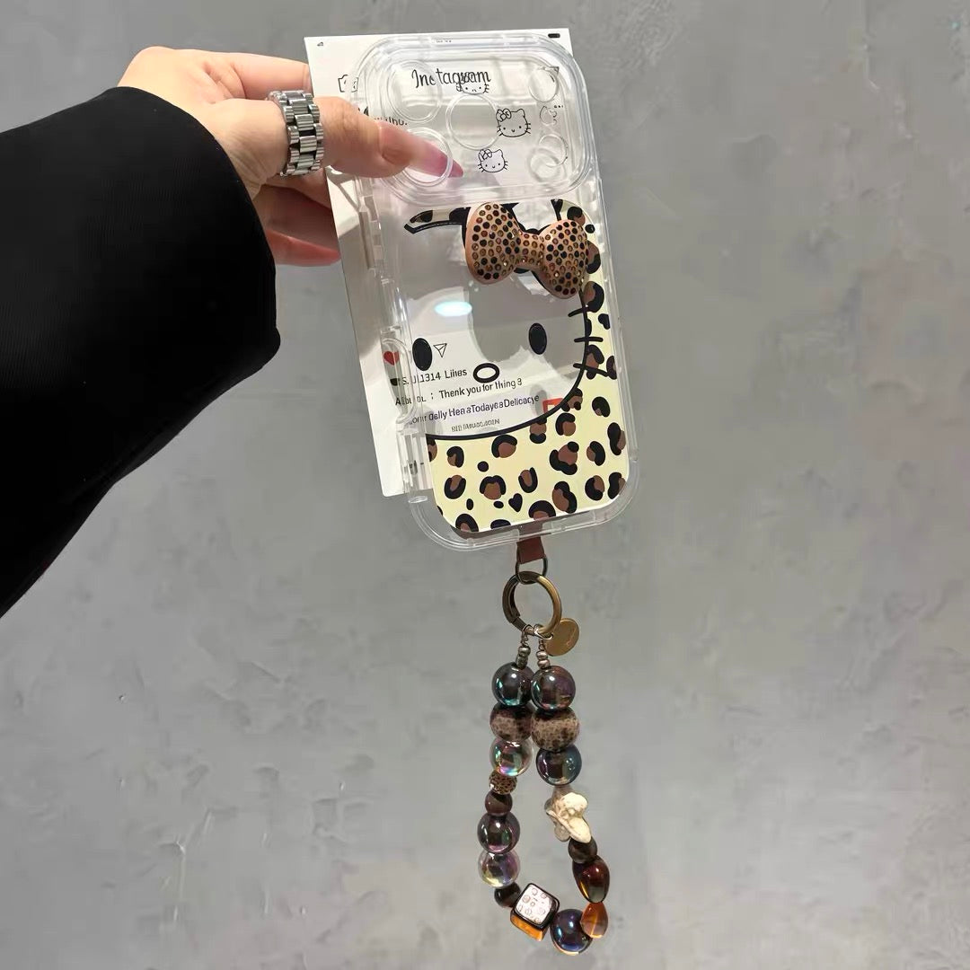 Leopard-print cat bracelet phone case