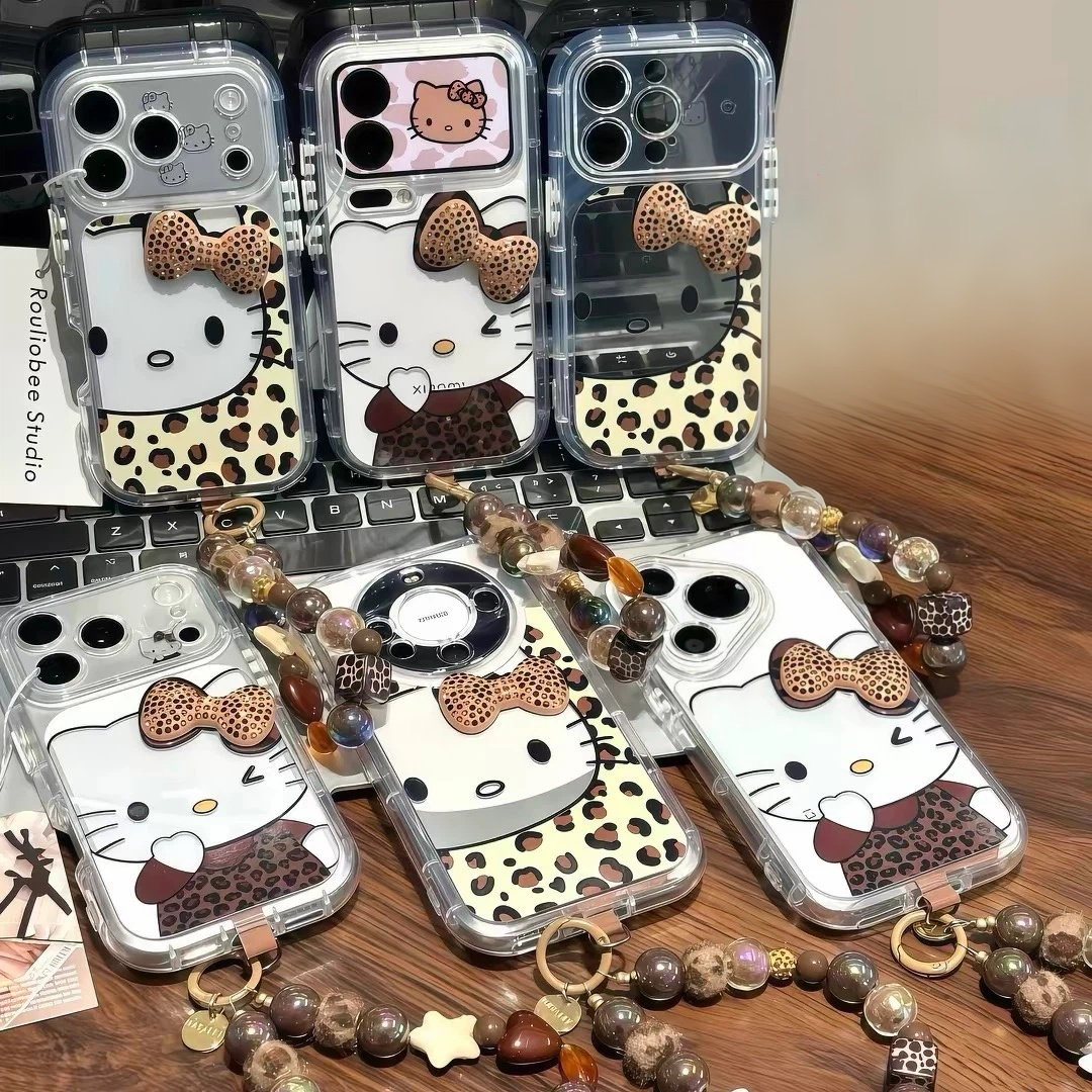 Leopard-print cat bracelet phone case