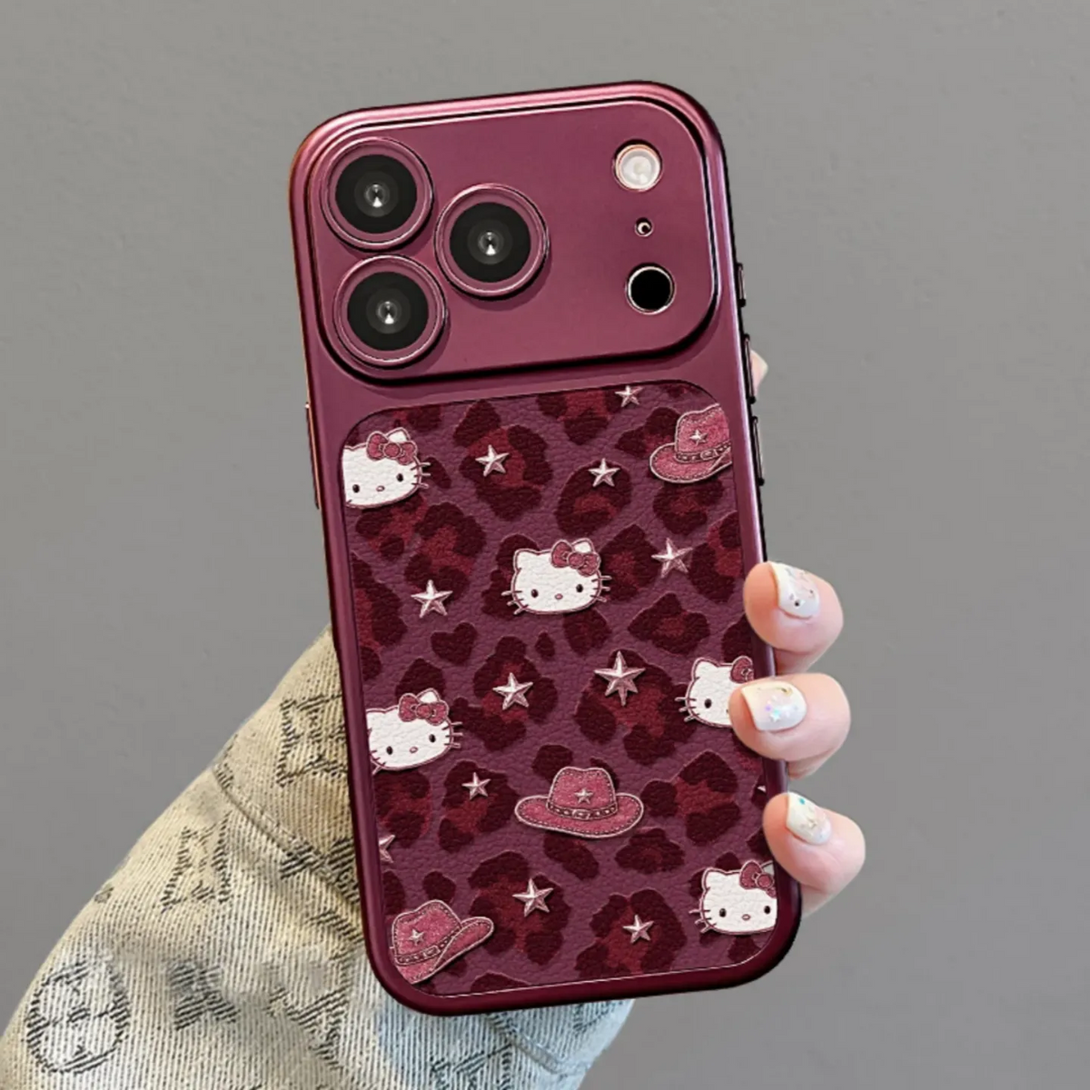 Star and Leopard Print Hello Kitty Phone Case