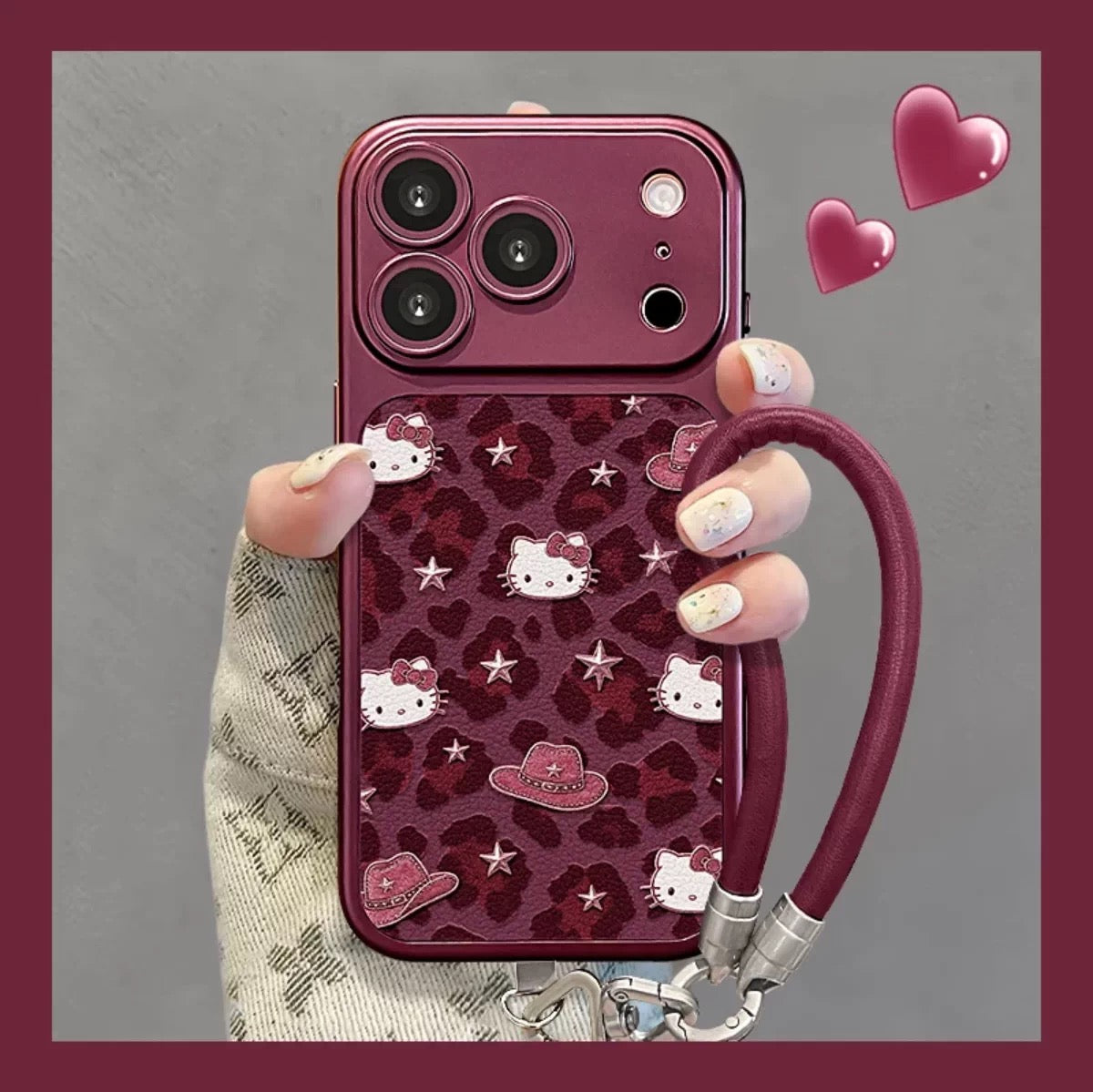 Star and Leopard Print Hello Kitty Phone Case