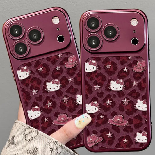 Star and Leopard Print Hello Kitty Phone Case