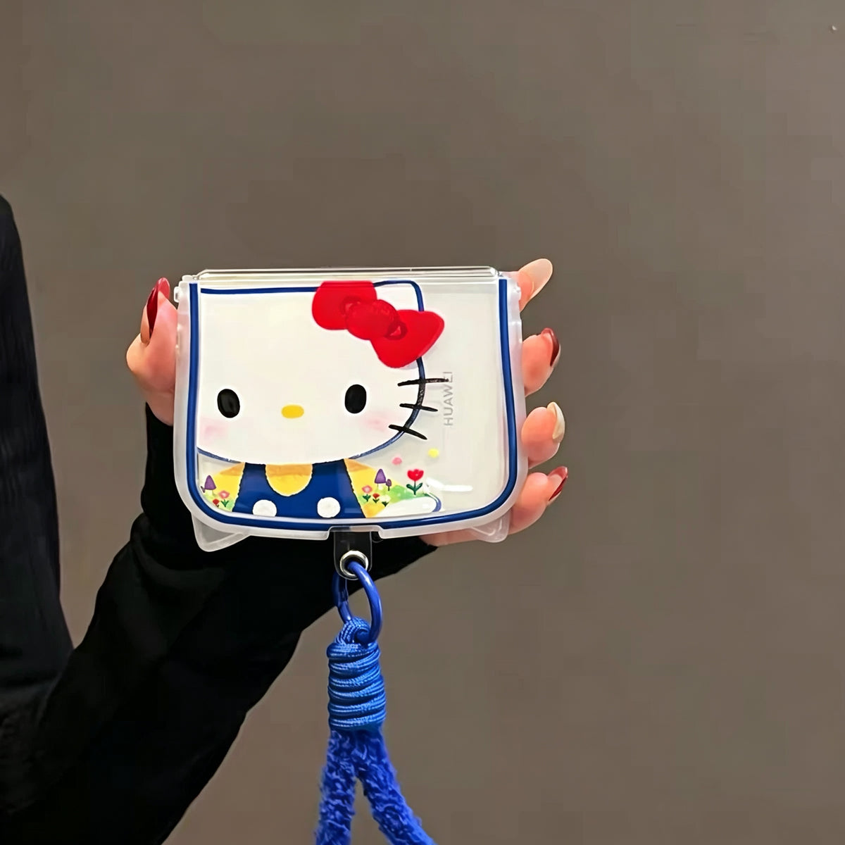 Compatible with AndroidCute Red Bow Foldable Phone Case with 3D Cat Ears