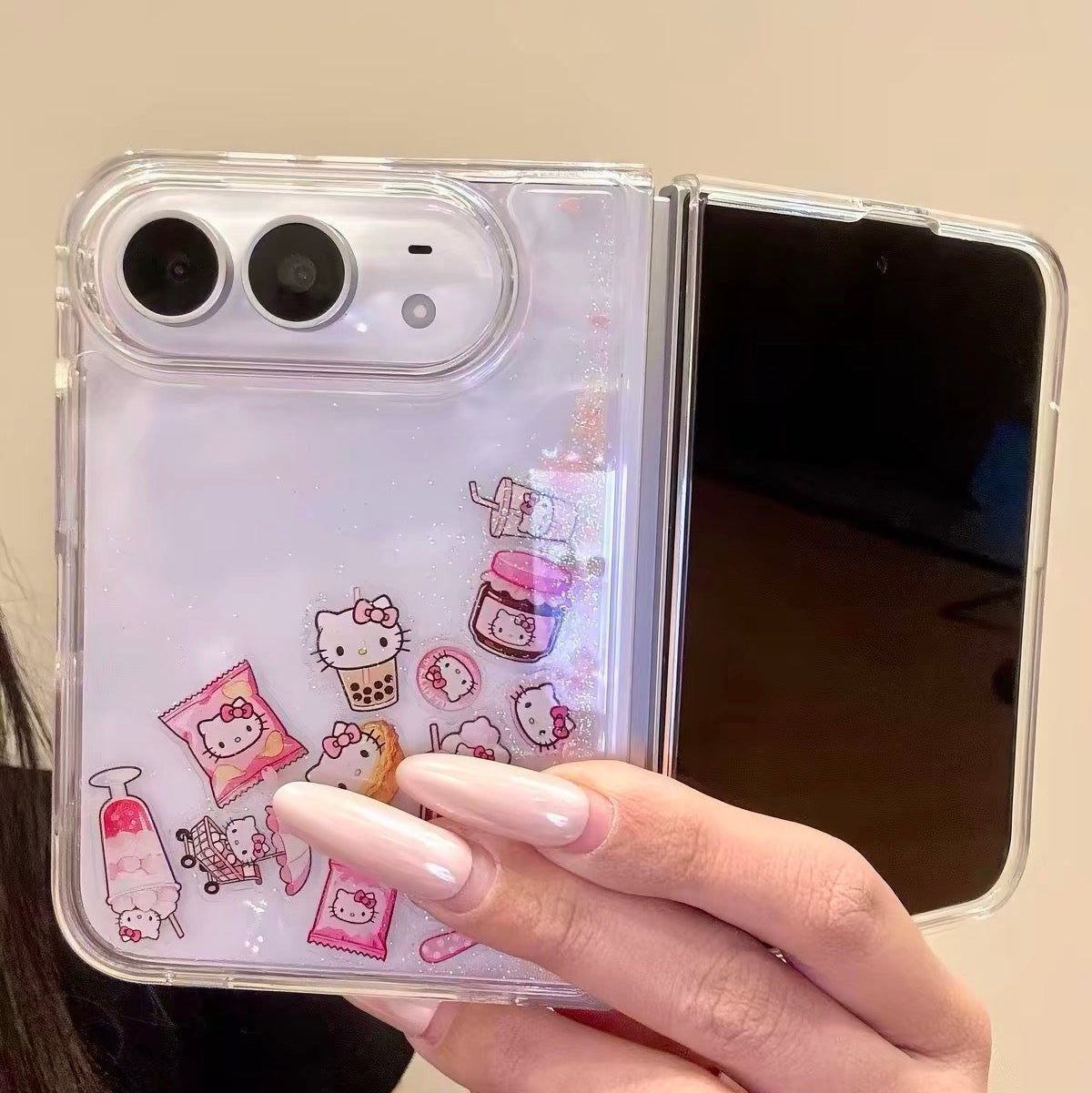 Cute Hello Kitty "Flowing Sand" Case for Foldable Phones