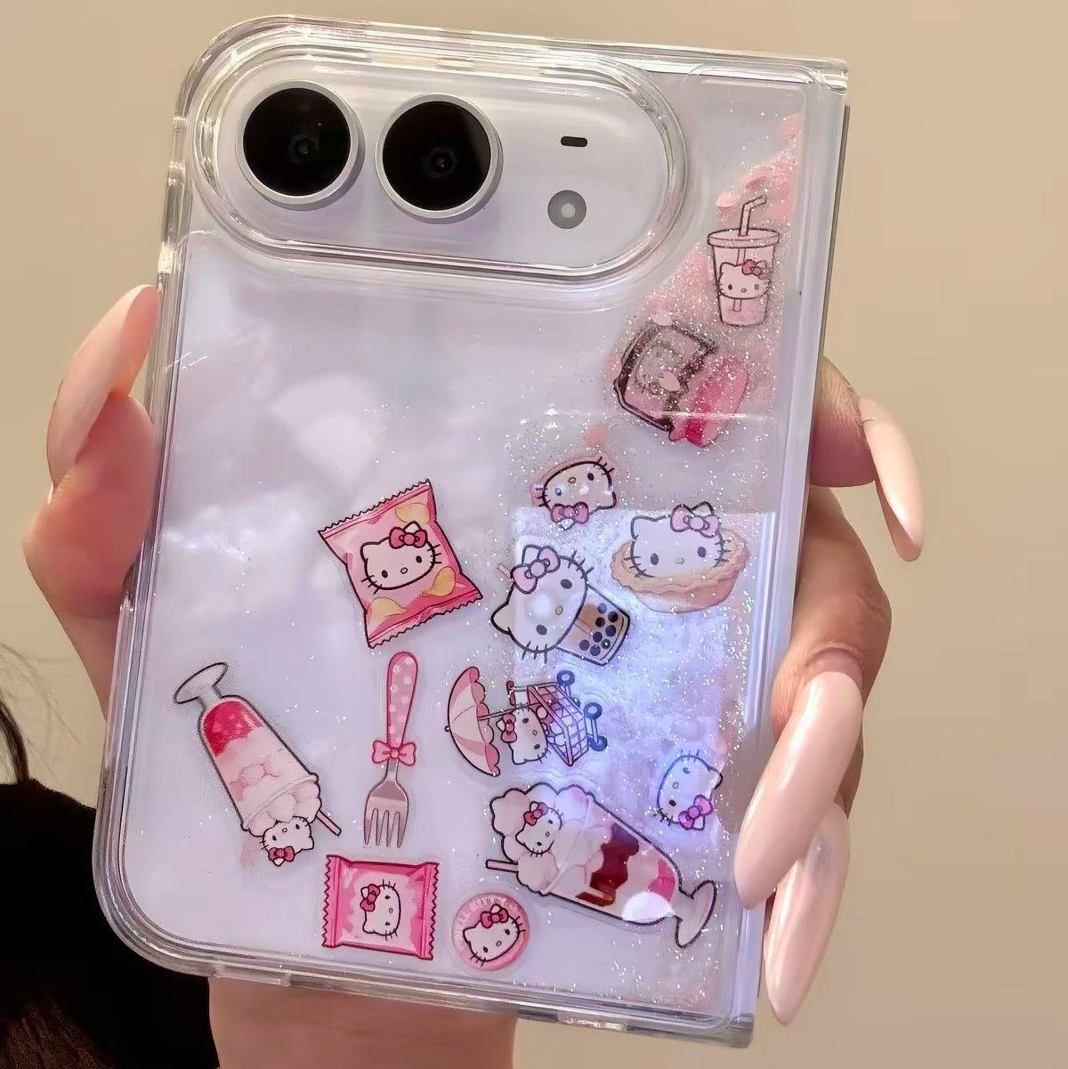 Cute Hello Kitty "Flowing Sand" Case for Foldable Phones