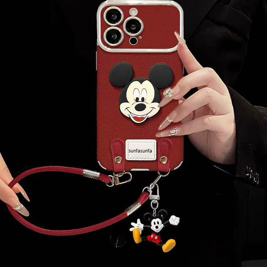 Mickey figure lanyard phone case
