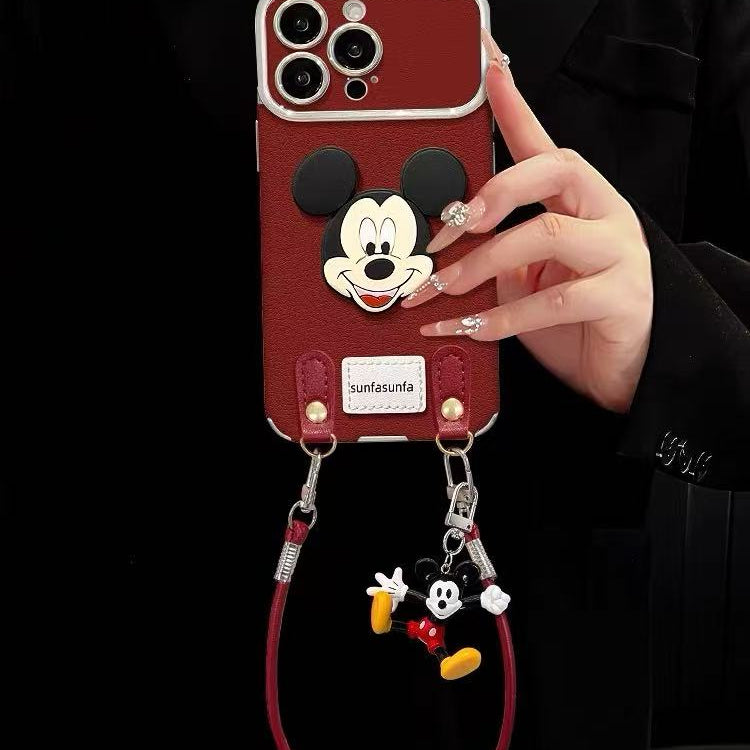 Mickey figure lanyard phone case