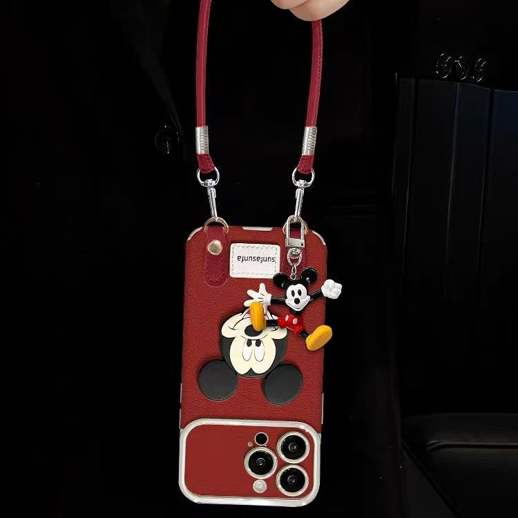Mickey figure lanyard phone case