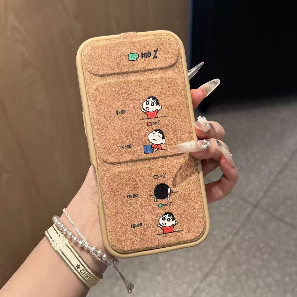 Magnetic Flip-Style Hello Kitty & Crayon Shin-chan Phone Case