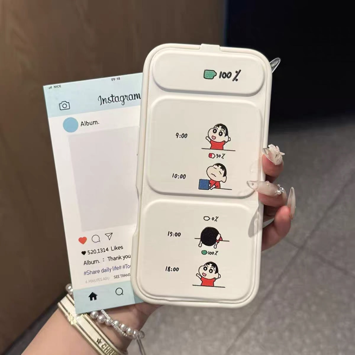 Magnetic Flip-Style Hello Kitty & Crayon Shin-chan Phone Case