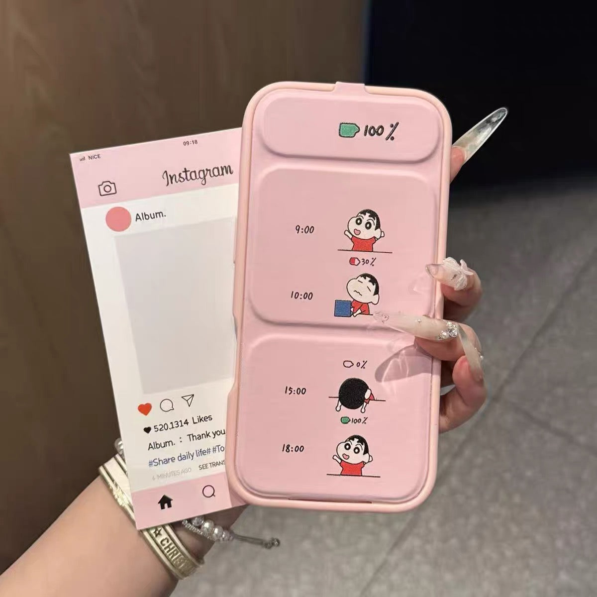 Magnetic Flip-Style Hello Kitty & Crayon Shin-chan Phone Case