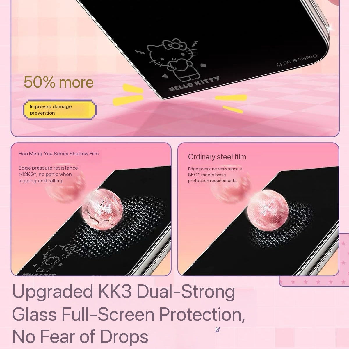 Hello Kitty Screen Protector for iPhone Duo Foldable Phone (Tempered Glass)